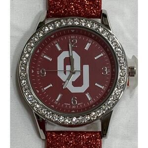 Oklahoma Sooners Ladies Crystals Watch, Glitter Band, NCAA